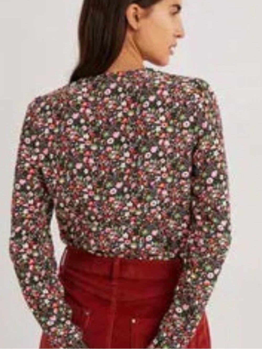 Boden Olive Floral V-Neck Blouse with Pink and White Flowers NWT - Picture 3 of 9